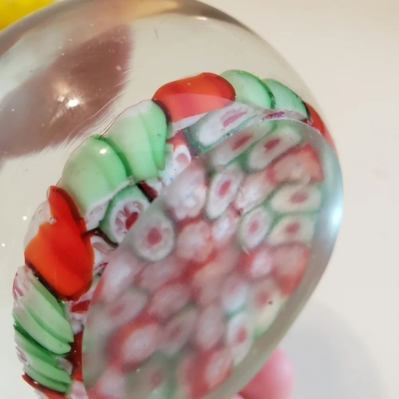 ANTIQUE Blown Glass Millefiori Paperweight Floral - Picture 7 of 13